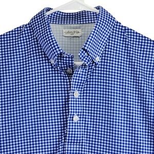 Collars & Co. Gingham Polo Shirt Mens Large Blue White Performance Preppy Golf